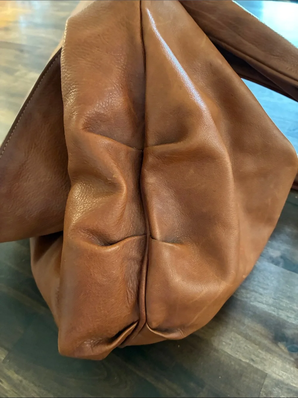 Meluso Cognac Brown Leather Hobo Shoulder Bag (large)